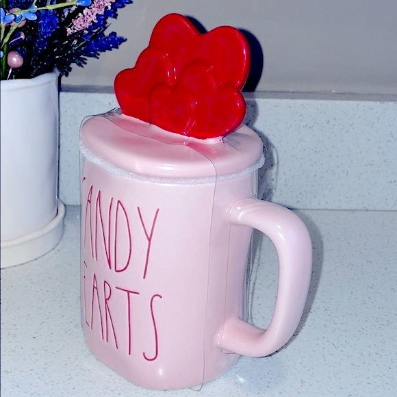 PF❗️RAE DUNN CANDY HEARTS VALENTINE FARMHOUSE COFFEE TEA MUG W TOPPER - Picture 5 of 7